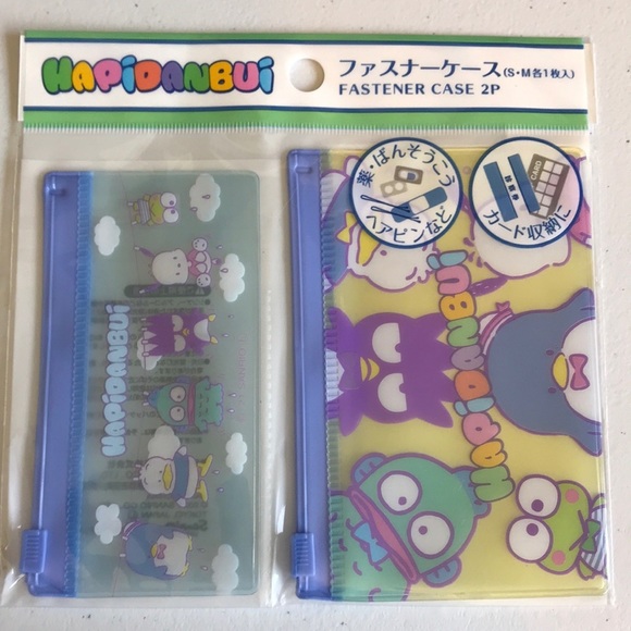 Sanrio Hapidanbui Flat Vinyl Slider Small Case Pouch 2pcs Set - Picture 1 of 2